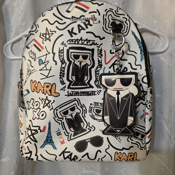Karl Lagerfeld Handbags - Karl Lagerfeld White Graphic Backpack